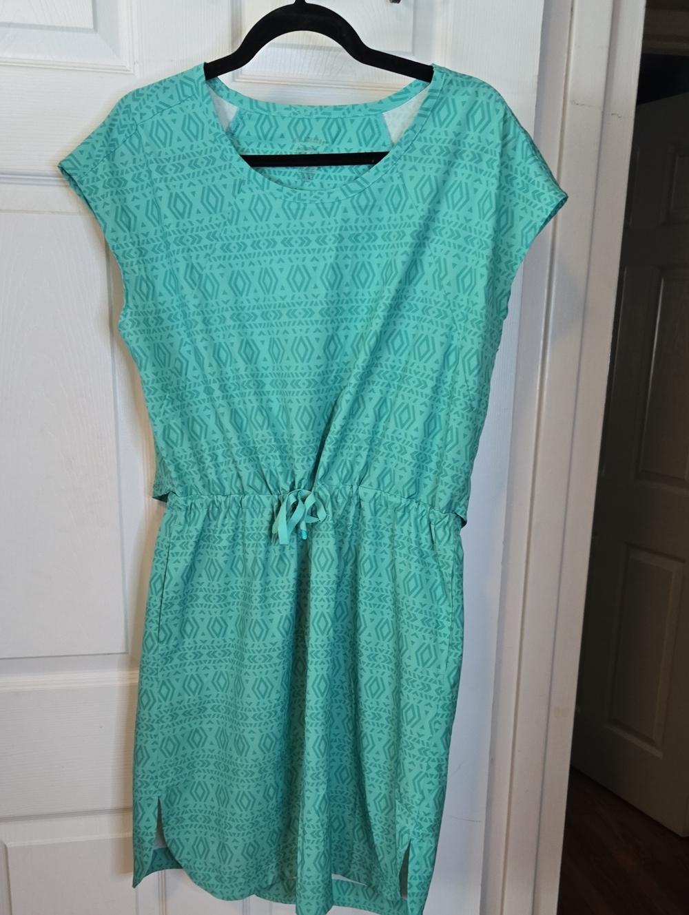 Reel Legends Aqua Printed Drawstring Waist Mini Dress